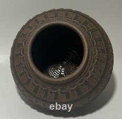 VTG 1992 Larry Allen Studio Pottery Covered Vessel Artist Signed Vase 5.75