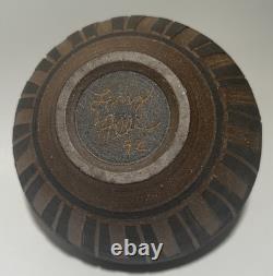 VTG 1992 Larry Allen Studio Pottery Covered Vessel Artist Signed Vase 5.75