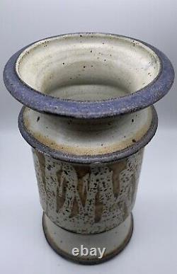 VTG 70s MCM Style Studio Pottery Large 10 Vase Purple Speckled Glaze Beautiful