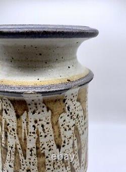 VTG 70s MCM Style Studio Pottery Large 10 Vase Purple Speckled Glaze Beautiful