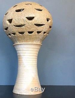 VTG 70s Studio Pottery Brutalist LAMP Cressey Panton Era Ceramic raymor HUGE mcm