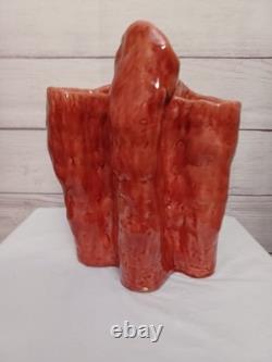 VTG Abstract Primitive Studio Art Pottery Sculptural Vase Sign Karon Davis 1992