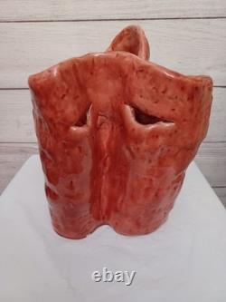 VTG Abstract Primitive Studio Art Pottery Sculptural Vase Sign Karon Davis 1992