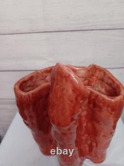 VTG Abstract Primitive Studio Art Pottery Sculptural Vase Sign Karon Davis 1992