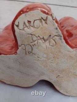 VTG Abstract Primitive Studio Art Pottery Sculptural Vase Sign Karon Davis 1992