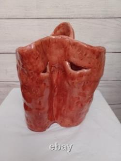 VTG Abstract Primitive Studio Art Pottery Sculptural Vase Sign Karon Davis 1992