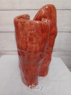 VTG Abstract Primitive Studio Art Pottery Sculptural Vase Sign Karon Davis 1992