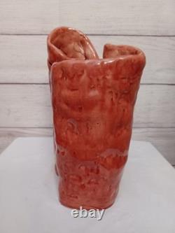 VTG Abstract Primitive Studio Art Pottery Sculptural Vase Sign Karon Davis 1992