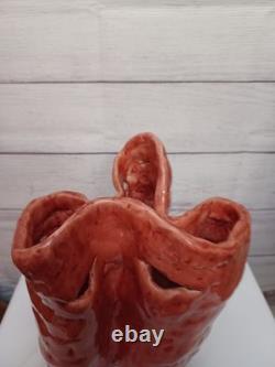 VTG Abstract Primitive Studio Art Pottery Sculptural Vase Sign Karon Davis 1992