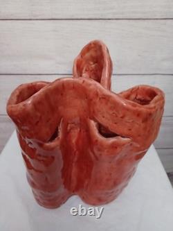 VTG Abstract Primitive Studio Art Pottery Sculptural Vase Sign Karon Davis 1992