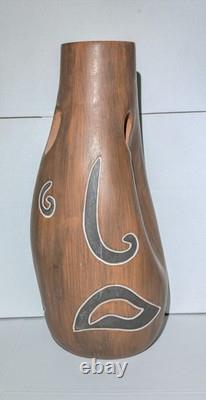 VTG Armando De Mexico Studio Pottery Face Vase Cutout Eyes Brutalist 13.5