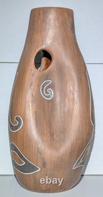 VTG Armando De Mexico Studio Pottery Face Vase Cutout Eyes Brutalist 13.5