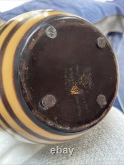 VTG Artisan Made LARGE Stripe Pottery Vase Signed By The Artist 15.5 PERU RARE