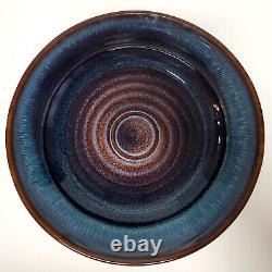 VTG Bill Campbell Studio Art Signed 11.75 Thrown Pottery Drip Glazed Bowl MINT
