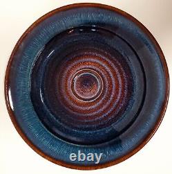 VTG Bill Campbell Studio Art Signed 11.75 Thrown Pottery Drip Glazed Bowl MINT