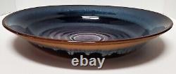 VTG Bill Campbell Studio Art Signed 11.75 Thrown Pottery Drip Glazed Bowl MINT