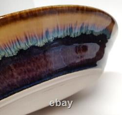 VTG Bill Campbell Studio Art Signed 11.75 Thrown Pottery Drip Glazed Bowl MINT
