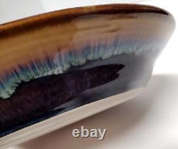 VTG Bill Campbell Studio Art Signed 11.75 Thrown Pottery Drip Glazed Bowl MINT