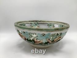 VTG Blasdell'95 Art Pottery Openwork Bowl, Signed, 6 Diameter X 3 High