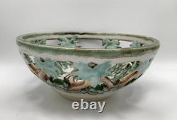 VTG Blasdell'95 Art Pottery Openwork Bowl, Signed, 6 Diameter X 3 High