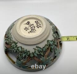 VTG Blasdell'95 Art Pottery Openwork Bowl, Signed, 6 Diameter X 3 High