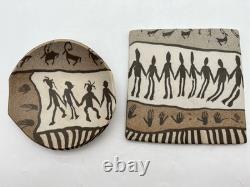 VTG Buzzard Mountain Pottery Lot of 2 Nerikomi Art Plates 1994 Siegele Haley