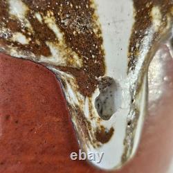 VTG California Studio Pottery Lidded Ceramic Brown Jar Drip Glaze Handmade 11