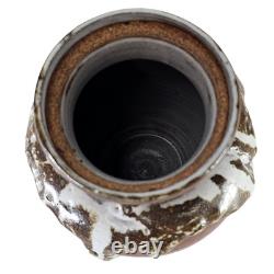 VTG California Studio Pottery Lidded Ceramic Brown Jar Drip Glaze Handmade 11