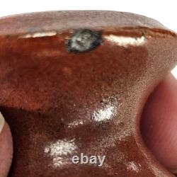 VTG California Studio Pottery Lidded Ceramic Brown Jar Drip Glaze Handmade 11