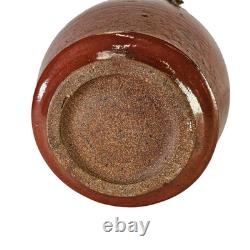 VTG California Studio Pottery Lidded Ceramic Brown Jar Drip Glaze Handmade 11