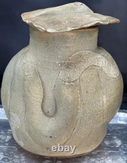 VTG Ceramic Crock/Urn/Lidded Pot Brutalist Crude Molded Sculptural Studio Art