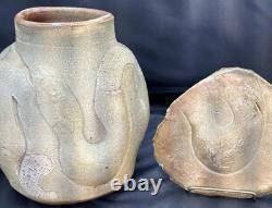 VTG Ceramic Crock/Urn/Lidded Pot Brutalist Crude Molded Sculptural Studio Art