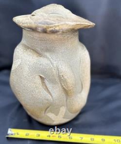 VTG Ceramic Crock/Urn/Lidded Pot Brutalist Crude Molded Sculptural Studio Art