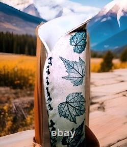 VTG Freeman Ceramics California Studio Art Pottery Leaves 17.5 Vase Stamped FC