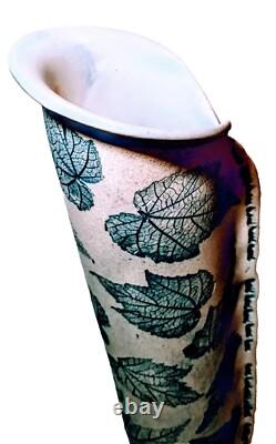 VTG Freeman Ceramics California Studio Art Pottery Leaves 17.5 Vase Stamped FC