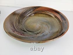 VTG H. Martin Studio Art Stoneware Platter Signed Swirl Design Handmade 17.5