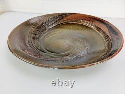 VTG H. Martin Studio Art Stoneware Platter Signed Swirl Design Handmade 17.5