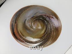 VTG H. Martin Studio Art Stoneware Platter Signed Swirl Design Handmade 17.5