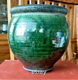 VTG Handcrafted Beautiful Studio Art Vase Rift Zone Pottery Green Raku