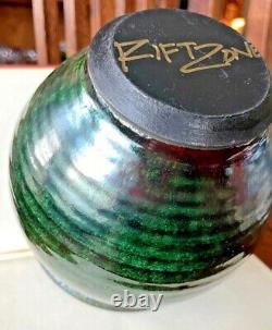 VTG Handcrafted Beautiful Studio Art Vase Rift Zone Pottery Green Raku