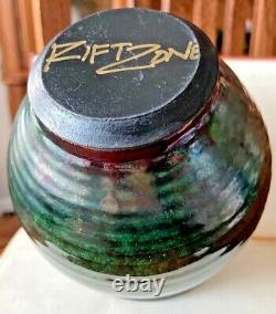 VTG Handcrafted Beautiful Studio Art Vase Rift Zone Pottery Green Raku