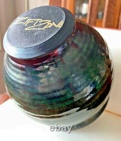 VTG Handcrafted Beautiful Studio Art Vase Rift Zone Pottery Green Raku