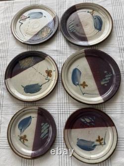 VTG Jeff Kuhn Signed Studio Art Handmade Pottery Plates (4) Dinner Size (2) Side