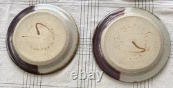 VTG Jeff Kuhn Signed Studio Art Handmade Pottery Plates (4) Dinner Size (2) Side