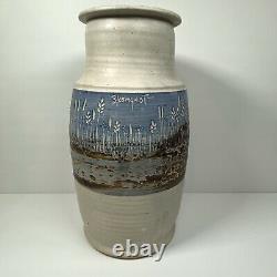 VTG John Bloomquist S. Studio Art Pottery Hand Thrown Vase RARE Stoneware 84 LG