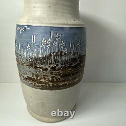 VTG John Bloomquist S. Studio Art Pottery Hand Thrown Vase RARE Stoneware 84 LG