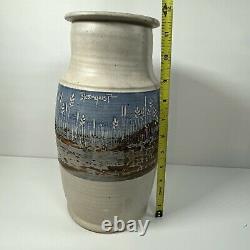 VTG John Bloomquist S. Studio Art Pottery Hand Thrown Vase RARE Stoneware 84 LG