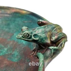 VTG Joy Imai Studio Pottery Frog Bowl 11 Iridescent Copper Green Signed