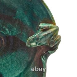 VTG Joy Imai Studio Pottery Frog Bowl 11 Iridescent Copper Green Signed