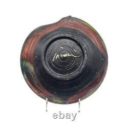 VTG Joy Imai Studio Pottery Frog Bowl 11 Iridescent Copper Green Signed